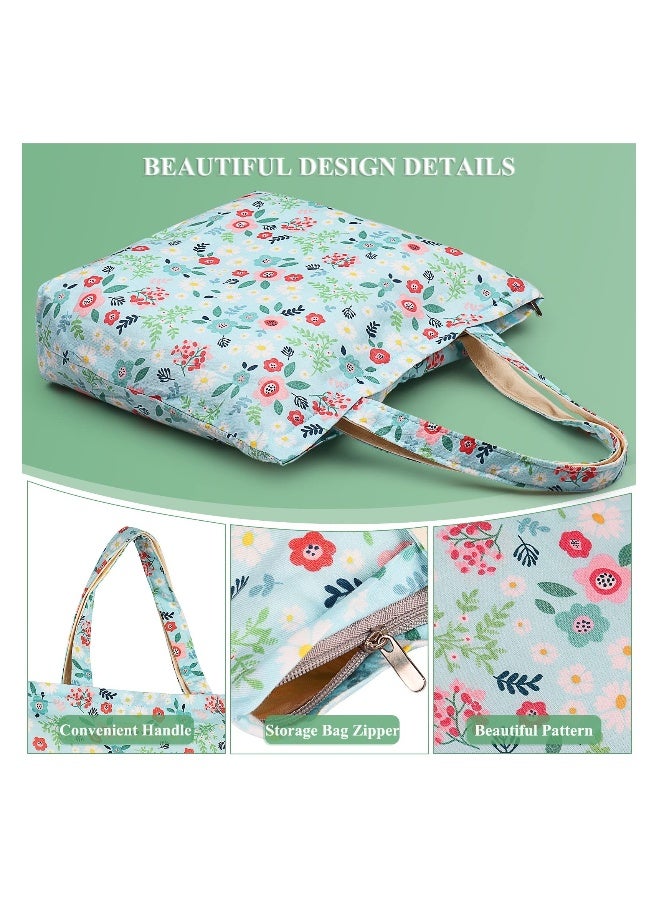 Retro Gentle Floral Cotton Bags for Children Travel Bag, Portable Organizer Zipper Small Bag Craft Project Tote Bag - Image 3
