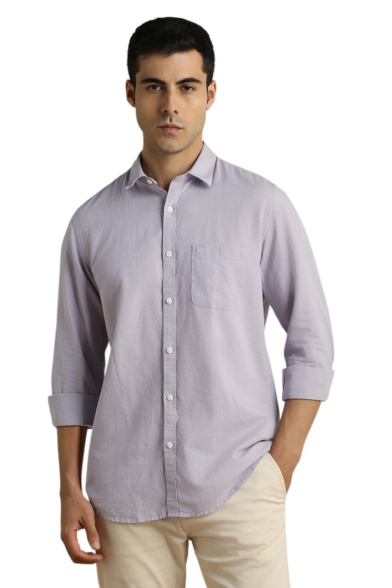 Peter England Men Lilac Slim Fit Textured Full Sleeves Casual Shirt - Image 1