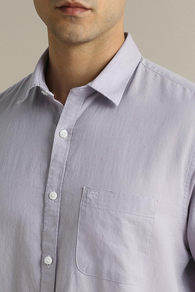 Peter England Men Lilac Slim Fit Textured Full Sleeves Casual Shirt - Image 5