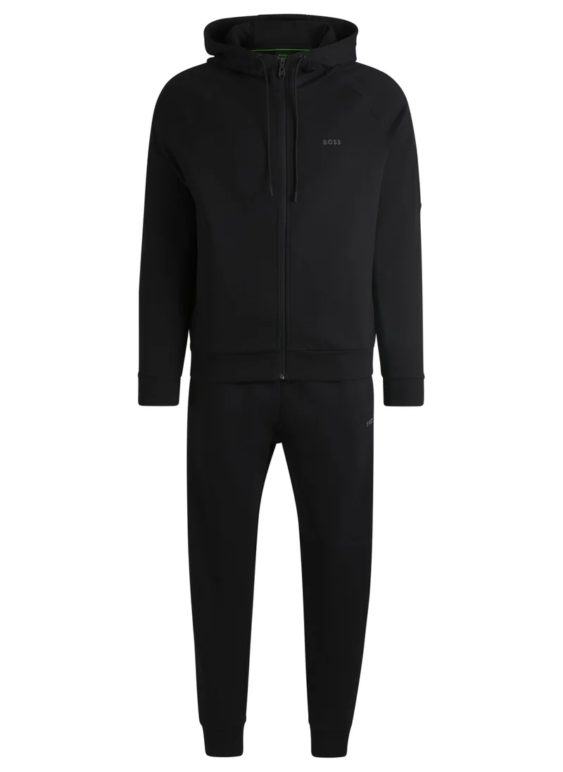 BOSS Stretch-cotton tracksuit with logo prints