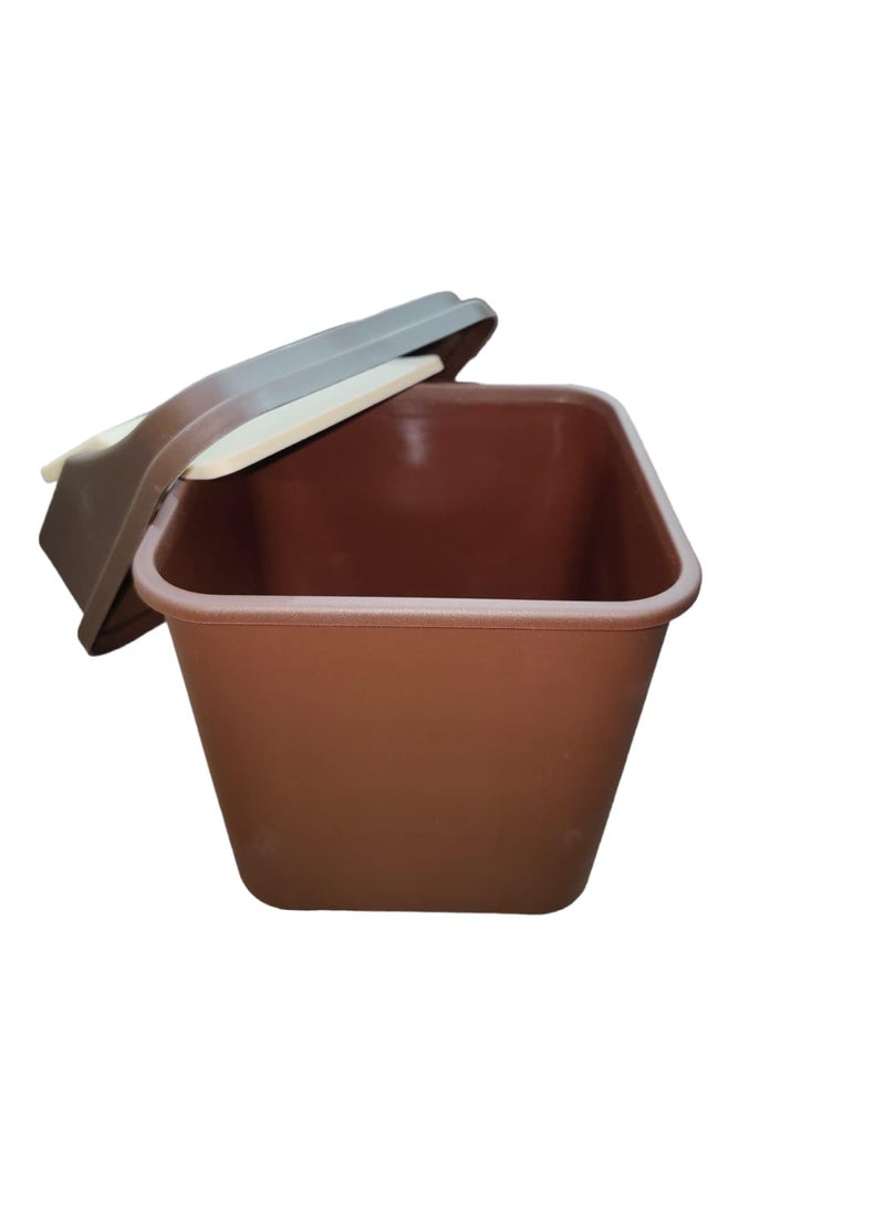 Garbage Can Bin Trash can,Household,Square Trash can with lid,Toilet Paper Waste Basket Garbage Can Bin for Bathrooms,Kitchens,Home Offices Brown Pack of 1