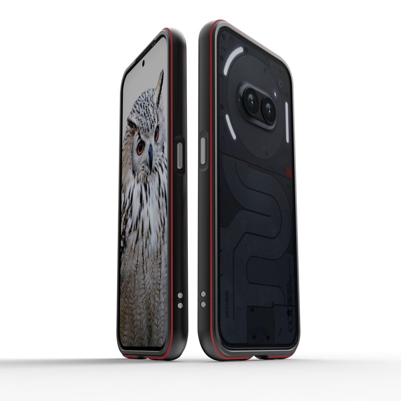 HuHa Case Cover For Nothing Phone 2a Aurora Series Metal Frame Protective Phone Case(Black Red) - Image 1