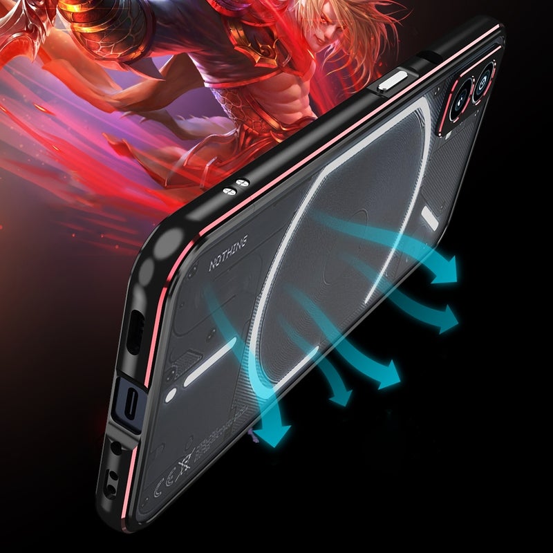 HuHa Case Cover For Nothing Phone 2a Aurora Series Metal Frame Protective Phone Case(Black Red) - Image 5