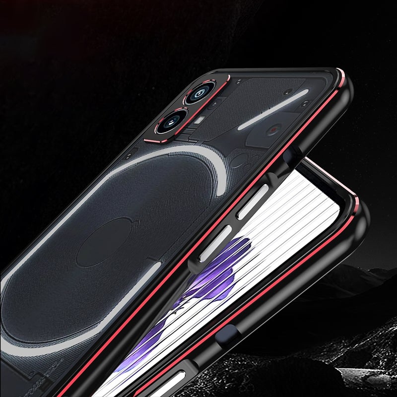 HuHa Case Cover For Nothing Phone 2a Aurora Series Metal Frame Protective Phone Case(Black Red) - Image 4