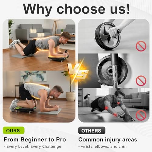 Hlthair Upgrade Ab Roller Wheel Detachable Abdominal Wheel With 360° for Core Workout, Multi-Directional Abs Roller Board For Full body exercise Home Gym of All Fitness Levels, Ab Trainer with 8 Wheels - Image 4
