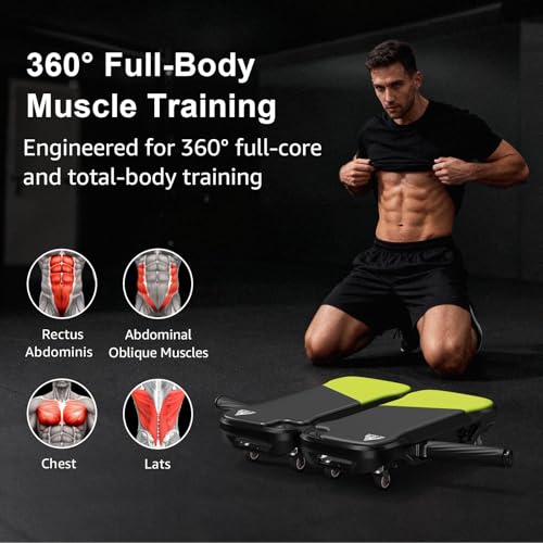 Hlthair Upgrade Ab Roller Wheel Detachable Abdominal Wheel With 360° for Core Workout, Multi-Directional Abs Roller Board For Full body exercise Home Gym of All Fitness Levels, Ab Trainer with 8 Wheels - Image 2
