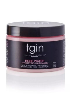 Tgin Rose Water Hydrating Hair Mask for Natural hair Curls  Waves Low Porosity Hair  Fine Hair 340g  - Image 1