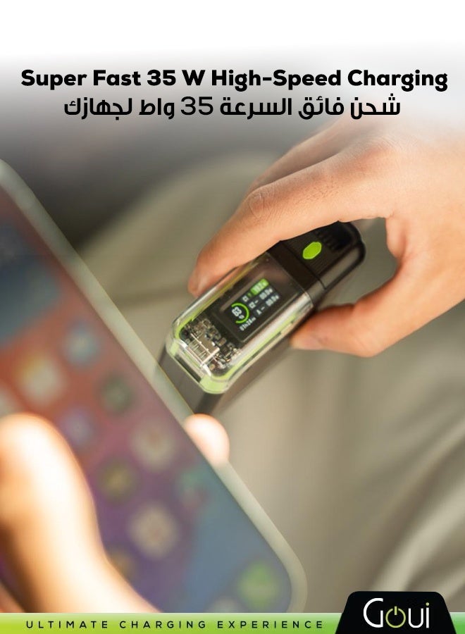 جوي باور بانك تيتان بسعة 10,000 ملي أمبير و شحن فائق 35 واط – شاحن محمول عالي السرعة يدعم تقنية الشحن السريع PD و QC، مع منافذ متعددة لشحن أجهزة آيفون 14/15/16/17، سامسونج، جلاكسي، ايباد برو، اير بودز، هواوي و المزيد، تصميم أنيق ومدمج مع شاشة رقمية 10000 mAh - Image 2