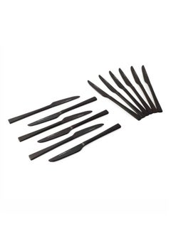 Life Smile 12-Piece Stainless Steel Dinner Knife Set in Shine Black | The Perfect Way to Serve Up Your Favorite Meals with Style  - Image 1