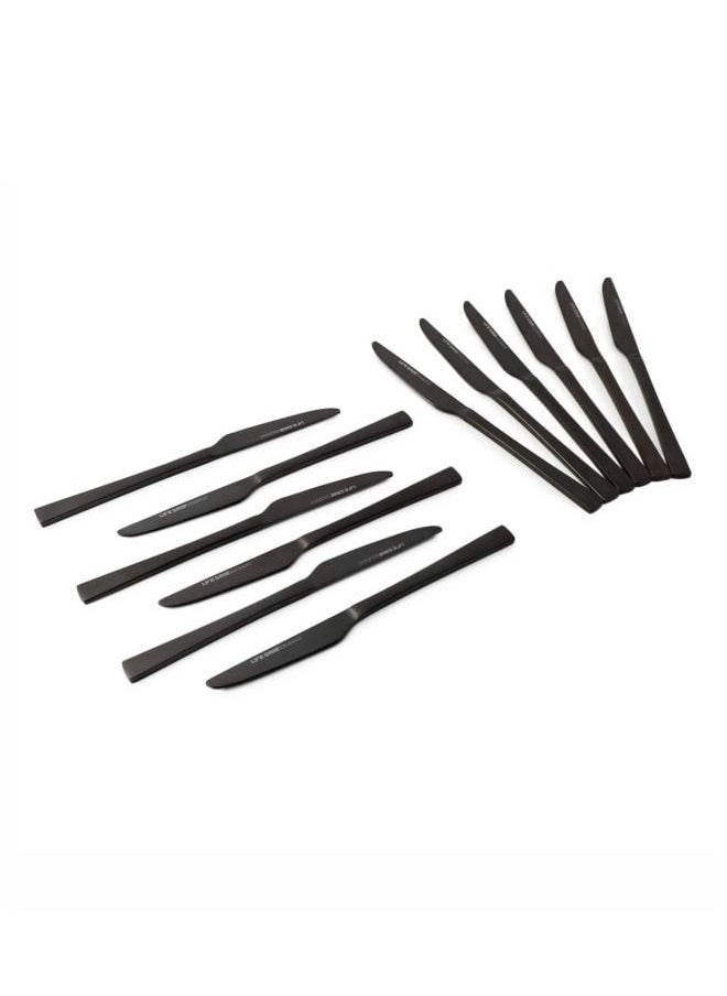 Life Smile 12-Piece Stainless Steel Dinner Knife Set in Shine Black | The Perfect Way to Serve Up Your Favorite Meals with Style  - Image 1