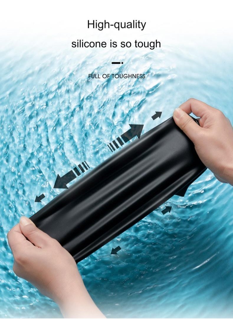 SS Silicone Swimming Cap for Adult Men Women Long Hair Protecting Ears and Hair from Chlorine, Bacteria, Sand in the Water Odorless and Skin Friendly 2 PCS  - Image 4