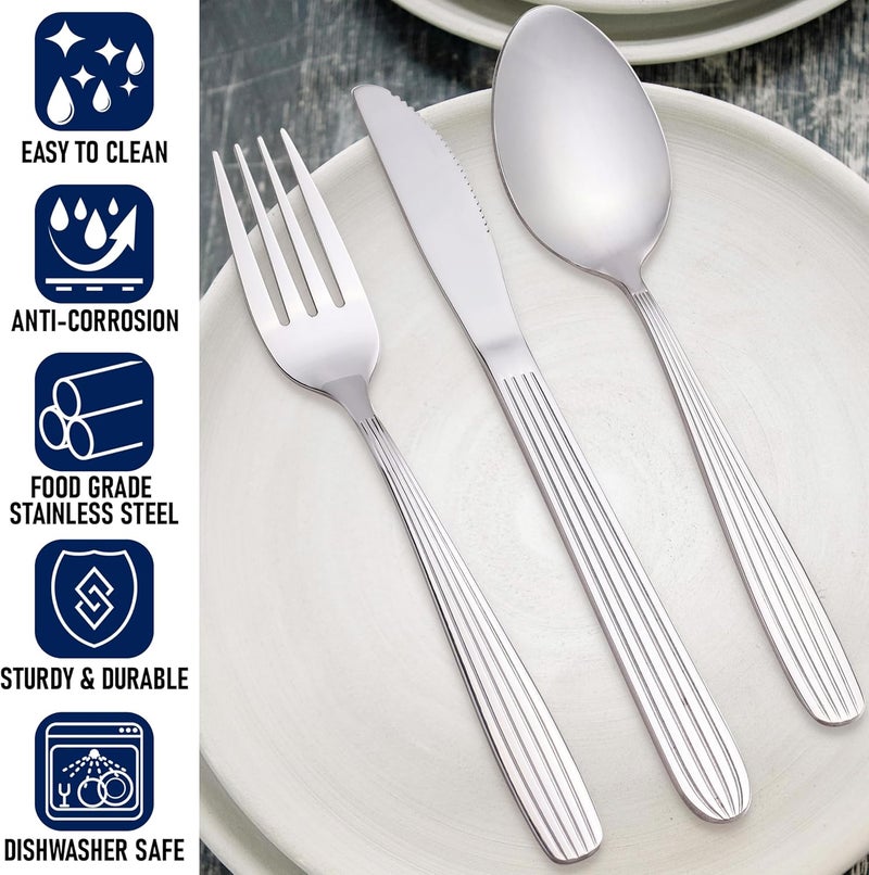 Falari Dinner Forks Spoons  Dinner knives Set Food Grade Stainless Steel Silverware Set Mirror Polished Dishwasher Safe Flatware Set 60Pcs Dinner Forks - Image 3