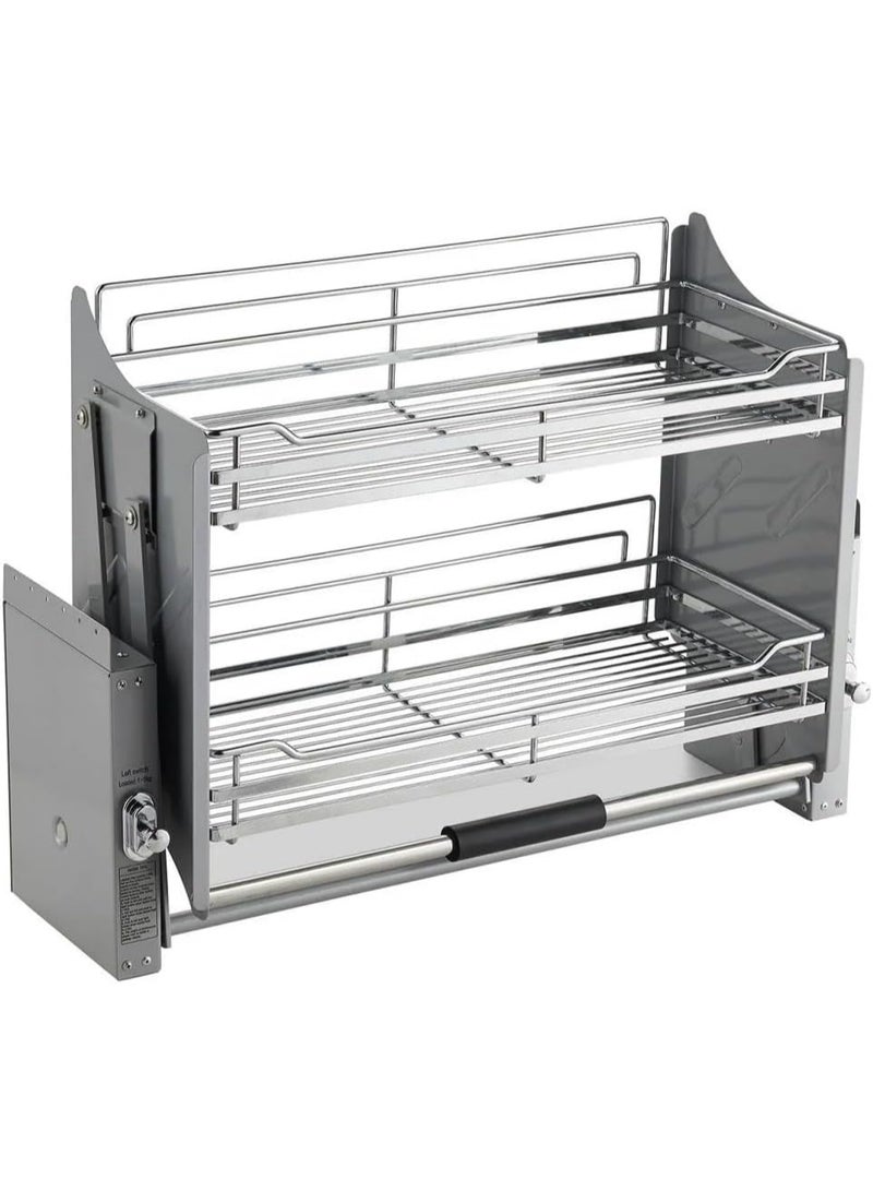 Zeeco Stainless Steel Modular Kitchen Storage Rack Lift Basket Elevator Pull Down Two Tier Shelf Unit For Cabinet Width 90 CM - Image 4