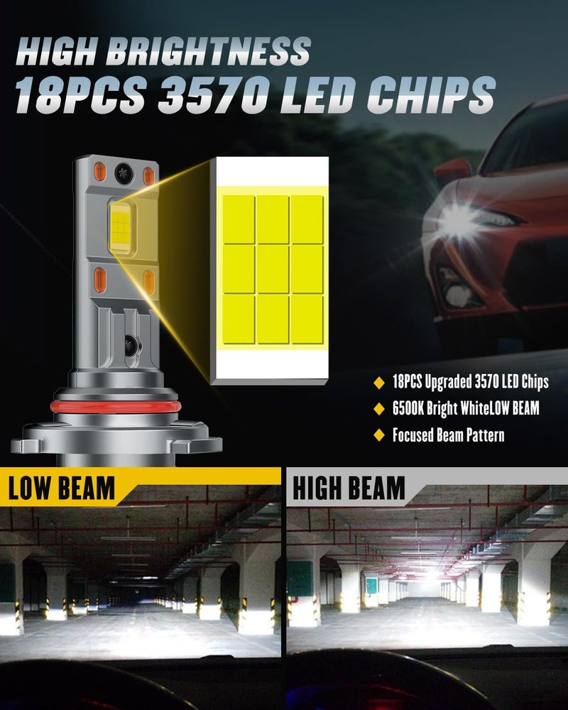 DZG 9005 LED Headlight Bulbs 6500K 45W Super Bright HB3 LED Bulb High Low Beam Halogen Replacement LED Headlights Conversion Kit, 2 Pack - Image 5