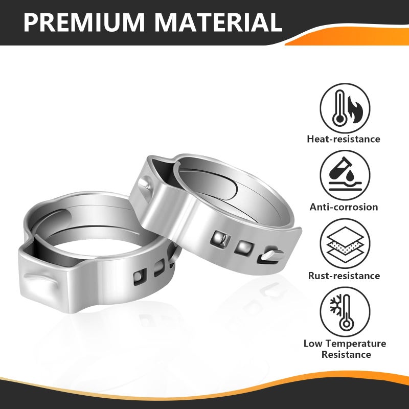 Hesun 1/2 بوصة Pex Cinch Clamps 100-Pack الفولاذ المقاوم للصدأ Astm F2098 المتوافقة - Image 3
