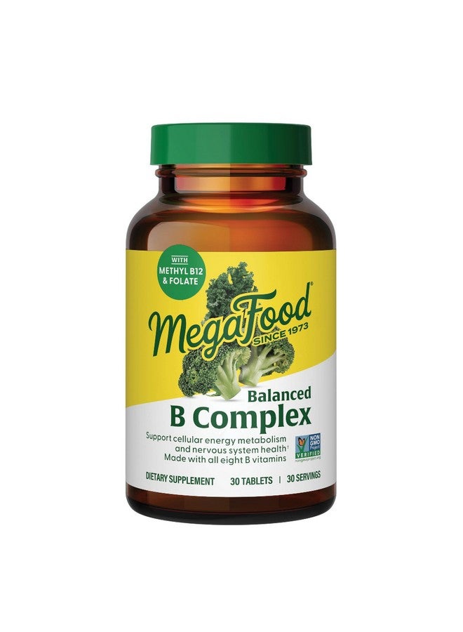 MegaFood Balanced B Complex - B Complex Vitamin Supplement, 8 B Vitamins including Vitamin B6, Vitamin B12, Folate, Biotin & more, Supports Cellular Energy Production, Vegan, Gluten Free - 30 Tablets - Image 1
