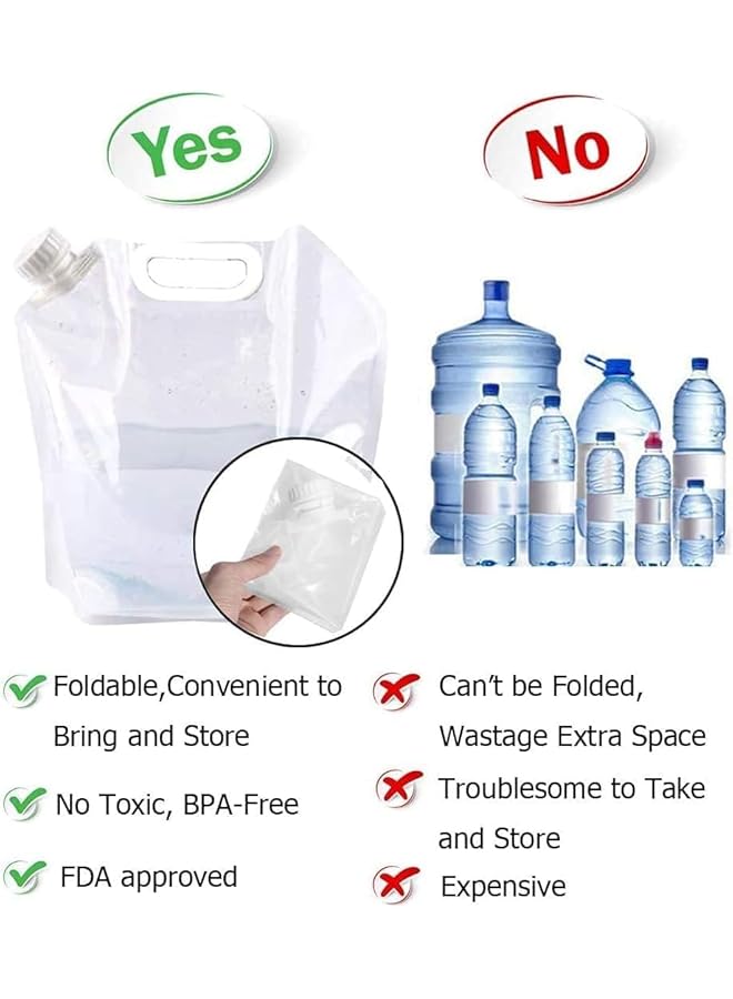 HOOKOR 3 Pieces Foldable Water Container 10L With Tight Lid Flexible Water Canister Portable Drinking Water Water Bag Folding Canister Water Bag For Outdoor Camping Grill Household - Image 2