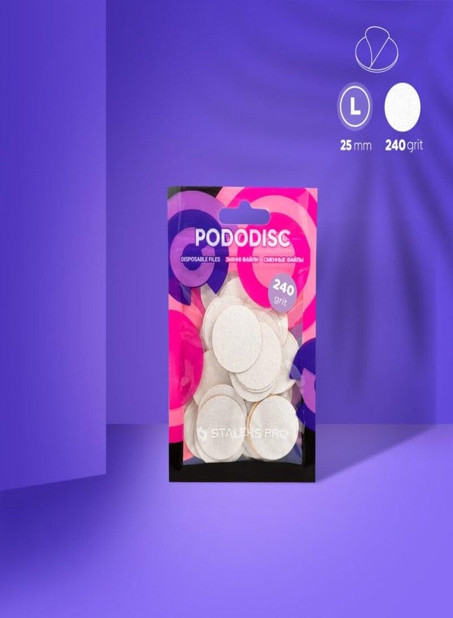 ستالكس برو مبارد بيضاء للاستخدام مرة واحدة من STALEKS PRO لأقراص الباديكير PODODISC L EXPERT بدرجة خشونة 240 (50 قطعة) - Image 1
