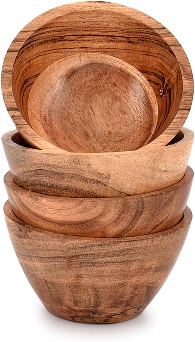 NIRMAN Acacia Wood Bowl Sets of 4 for Kitchen Meal Party and Nuts Candy Appetizer Snacks Olive 45 x 45 x 25 - Image 2