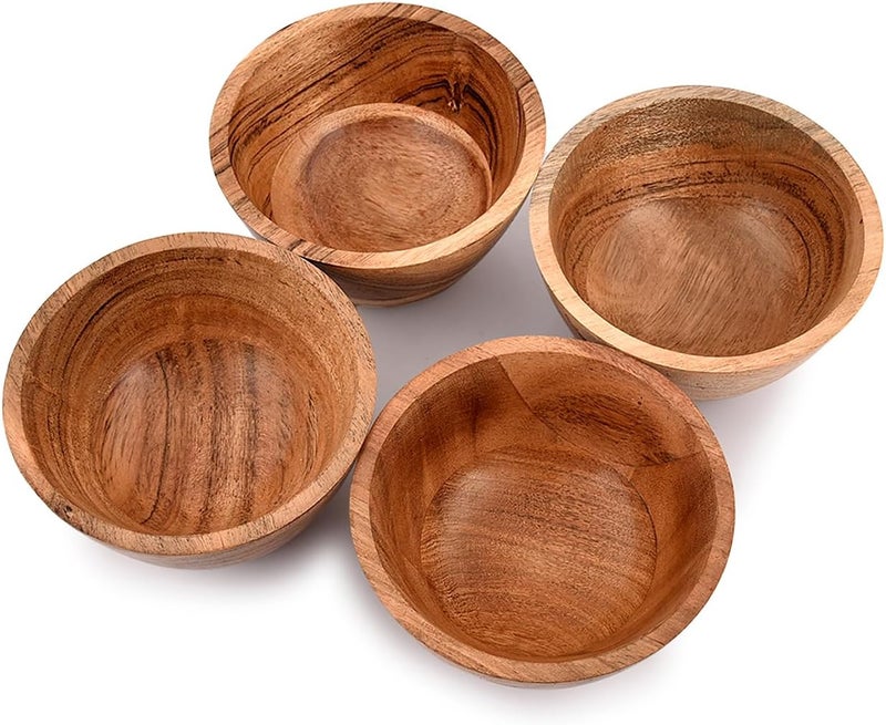 NIRMAN Acacia Wood Bowl Sets of 4 for Kitchen Meal Party and Nuts Candy Appetizer Snacks Olive 45 x 45 x 25 - Image 3
