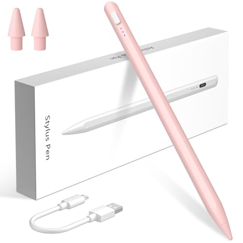 iMangoo Stylus Pen for iPad 11/10/9, USB-C Fast Charging with Magnetic Attraction, Palm Rejection & Tilt Sensitivity, Active Pen with 2 Replacement Tips, for iPad Pro/Air, School Kids Students, Pink - Image 1