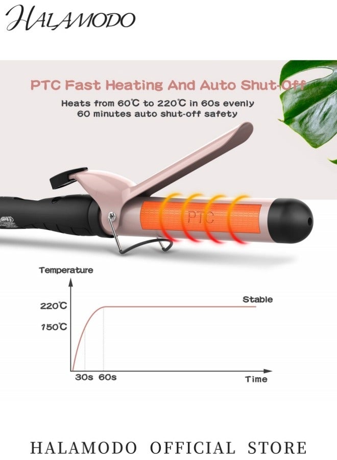 HALAMODO Hair Curling Wand Professional Ceramic Hair Curler Wand with Ceramic Coating Barrel for Long and Medium Hair Adjustable Temperature Range 80-210℃ 30s Instant Heat Dual Voltage 110-240V for Girls and Women - Image 3