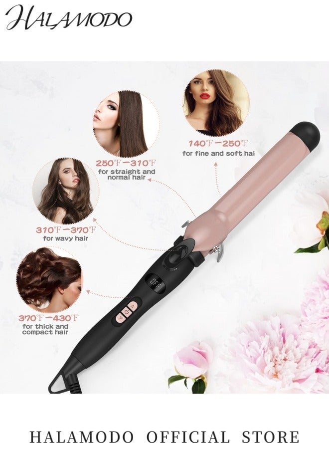 HALAMODO Hair Curling Wand Professional Ceramic Hair Curler Wand with Ceramic Coating Barrel for Long and Medium Hair Adjustable Temperature Range 80-210℃ 30s Instant Heat Dual Voltage 110-240V for Girls and Women - Image 4