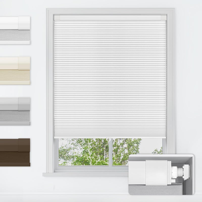 LazBlinds No Tools No Drill Cordless Cellular Shades, Blackout Light Blocking Honeycomb Shades for Home, Thermal Insulation Blinds for Windows, 20" W x 36" H, White - Image 1