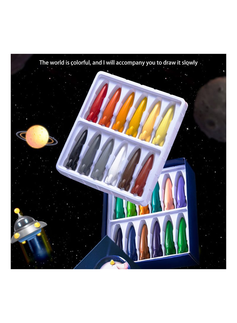 SYOSI 24 Colors Rocket Crayon,  Non-Toxic Crayons for kids, Easy To Grip Washable Kids Crayons, Safe Colouring Art school Supplies Gift Set For Babies And Children - Image 2