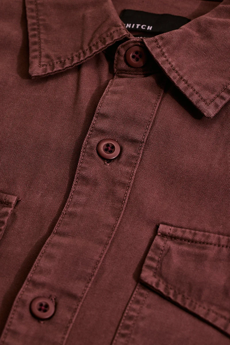 SNITCH Brown Solid Long Sleeve Relaxed Casual Shirt