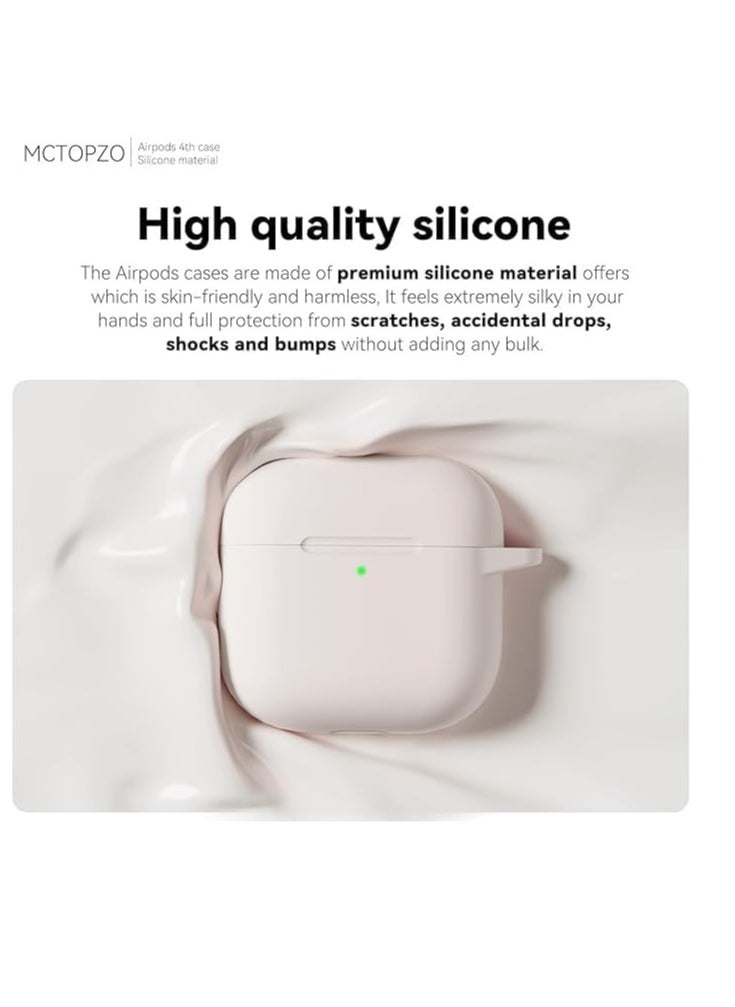 Compatible with AirPods 4 Case(2024), Soft Silicone Full Protective Case Cover for Apple AirPods 4 Case with Keychain,Compatible with AirPods 4th Generation Case Accessories for Women Men (Pink Sand)
