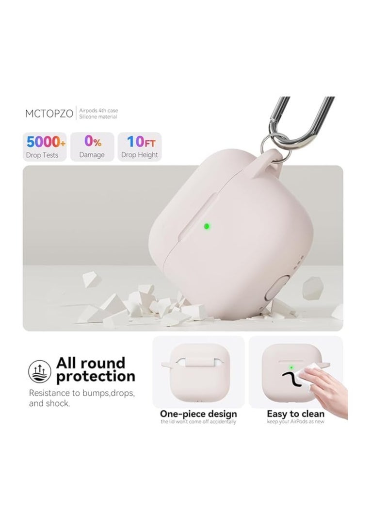 Compatible with AirPods 4 Case(2024), Soft Silicone Full Protective Case Cover for Apple AirPods 4 Case with Keychain,Compatible with AirPods 4th Generation Case Accessories for Women Men (Pink Sand)