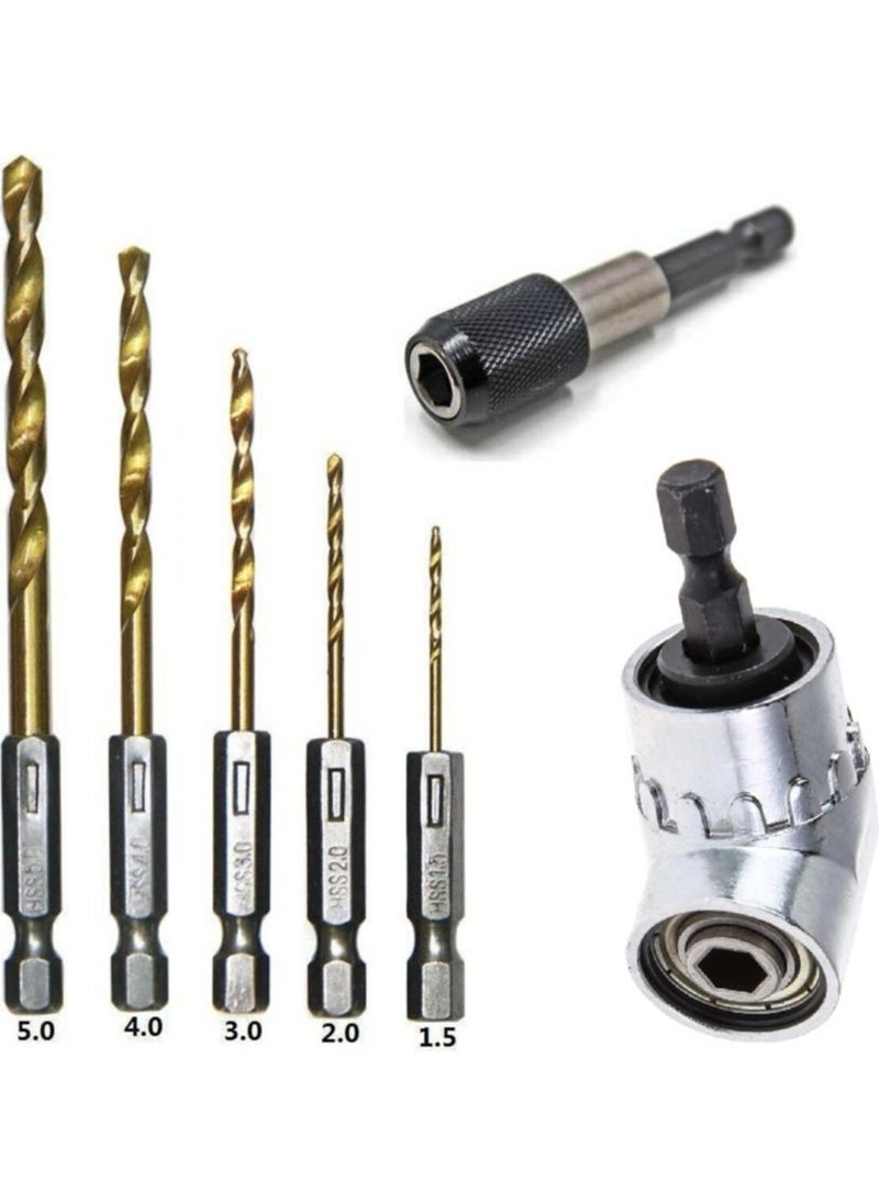 Depolife - Hexagon 1/4 Hex Bit Extension Adapter 5pcs Titanium Drill Bit Set Corner Drilling Screwing Tool 6gon - Image 1