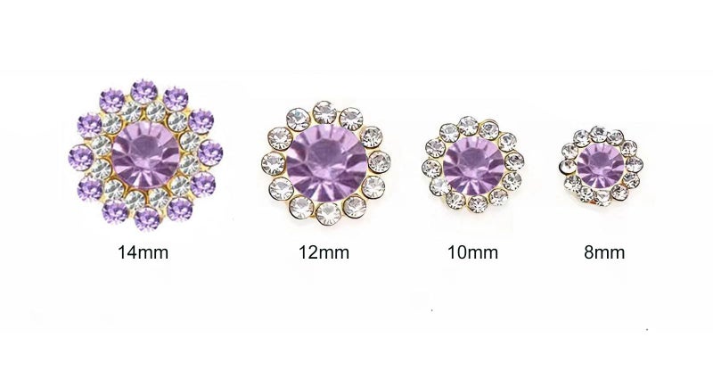 UYTRDVG 100Pcs Sew On Rhinestones Crystals Glass Gems Metal Claw Mixed 8Mm 10Mm 12Mm 14Mm Sunflower Gemstones For Sewing Headband Jewelry Crafts Clothes Shoes Belt Accessories(16 Violet Purple) - Image 2