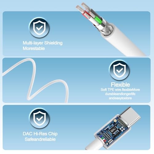 SKLNXAZ 1 Pack-USB C Headphones for iPhone 15 Pro Earbuds Type C Wired Earphones with Mic & Remote Control Noise Cancelling for iPhone 15 Pro/PM, iPad Pro, Galaxy S23/S22/S21/Ultra Note 10/20, Pixel 7/6/6 - Image 5