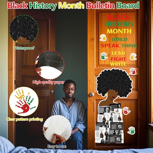 MUOUAKATE Black History Month Bulletin Board Decoration Set 154Pcs African American Bulletin Board Cutouts Decorations for Classroom Black History Posters for Bulletin Board Door Party School Home - Image 3
