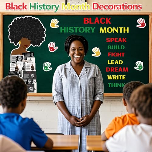 MUOUAKATE Black History Month Bulletin Board Decoration Set 154Pcs African American Bulletin Board Cutouts Decorations for Classroom Black History Posters for Bulletin Board Door Party School Home - Image 5