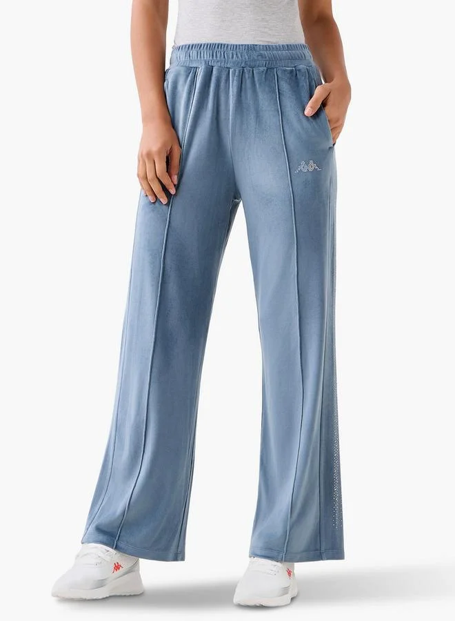 Kappa Kappa Embellished Velour Regular Fit Track Pants with Pockets