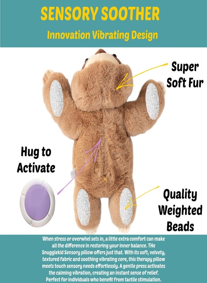Snugglekid Sloth Sensory Weighted Vibrating Pillow, Pressure Activated for Kids Adults, Plush Minky Soft Size: 11 by 20 inches Pillow Animal, Calming Therapy for Focus and Balance for Gift Birthday - Image 3