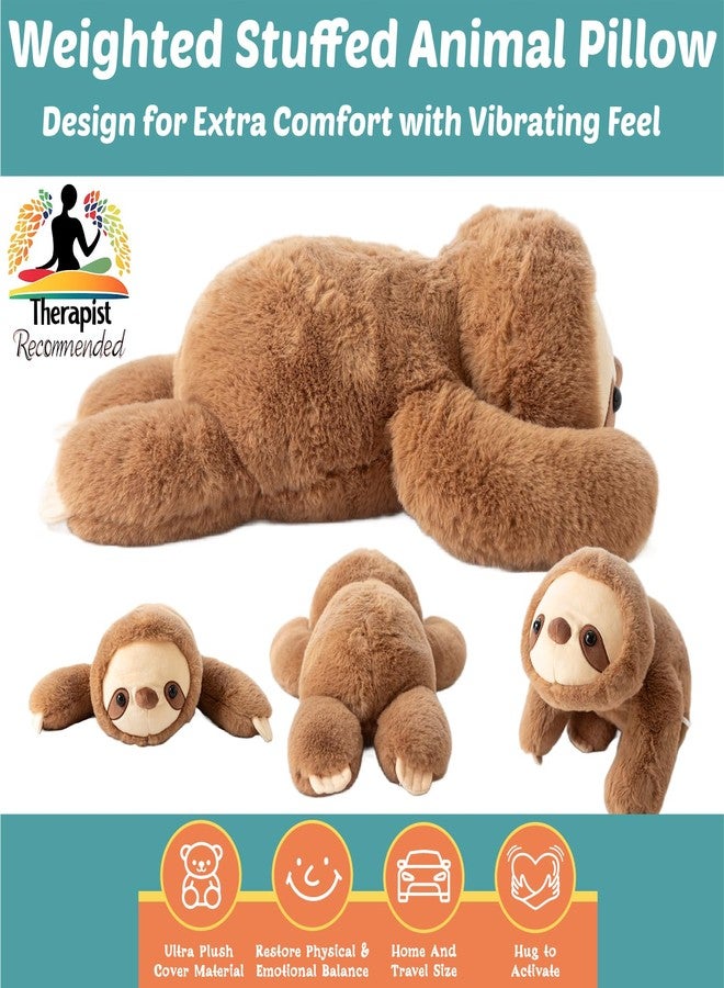 Snugglekid Sloth Sensory Weighted Vibrating Pillow, Pressure Activated for Kids Adults, Plush Minky Soft Size: 11 by 20 inches Pillow Animal, Calming Therapy for Focus and Balance for Gift Birthday - Image 2