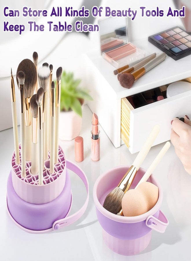 ACHARAJ 3 in 1 Silicone Washing Bowl Makeup Brush Cleaning Box Make-up Egg Drying Tool Set Powder Puff Washer Sponge Storage Artifact - Image 5