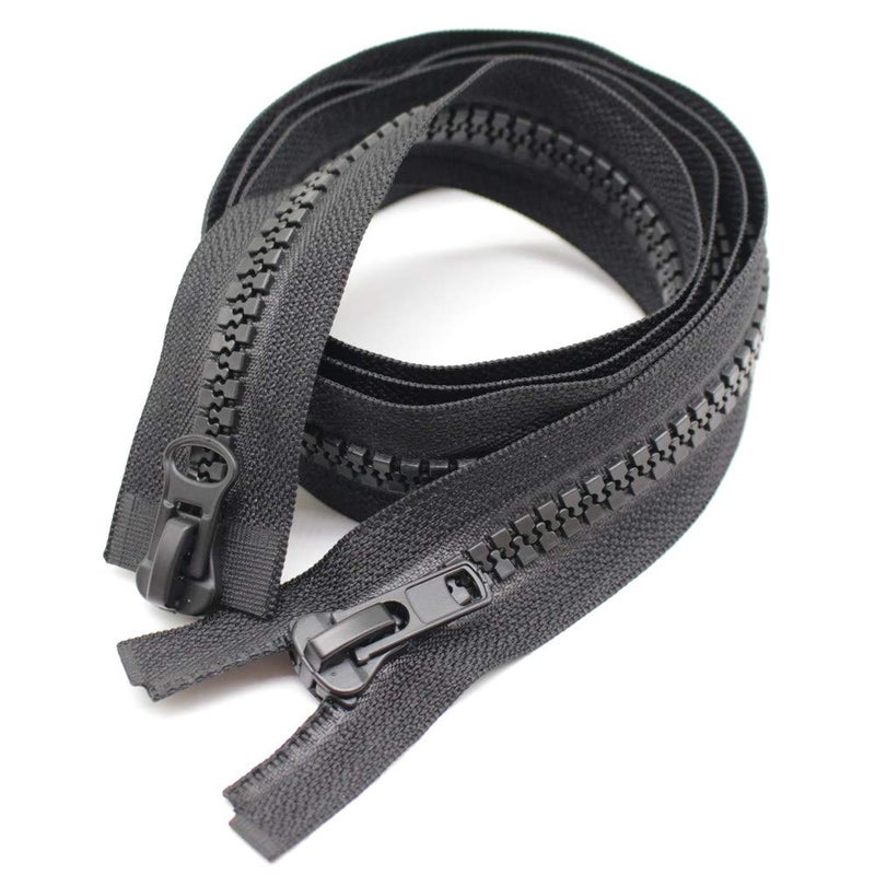 MebuZip #10 29 Inch Two Way Separating Jacket Zipper Heavy Duty Plastic Zipper Black Large Resin Zippers for Sewing Coat Jackets Clothes Parka (29" 73cm) - Image 3