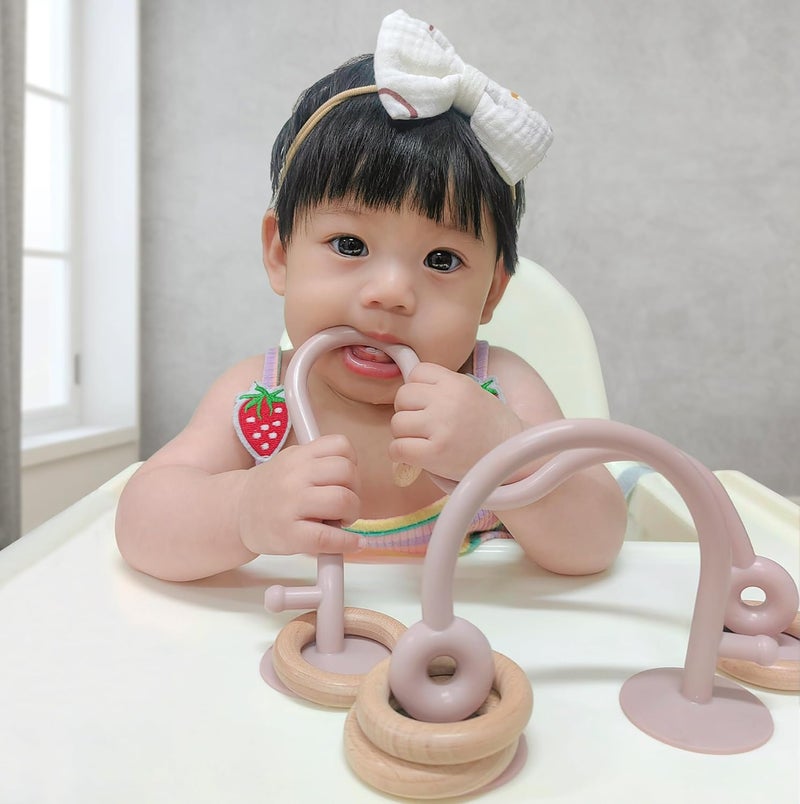 Socub High Chair Toys with Suction Cups for Infant Toddlers 612 18 Months Educational Interactive Table Toys  Silicone Teething Toy  Baby Sensory Chew Toy for Baby Boys Girls Pink - Image 2