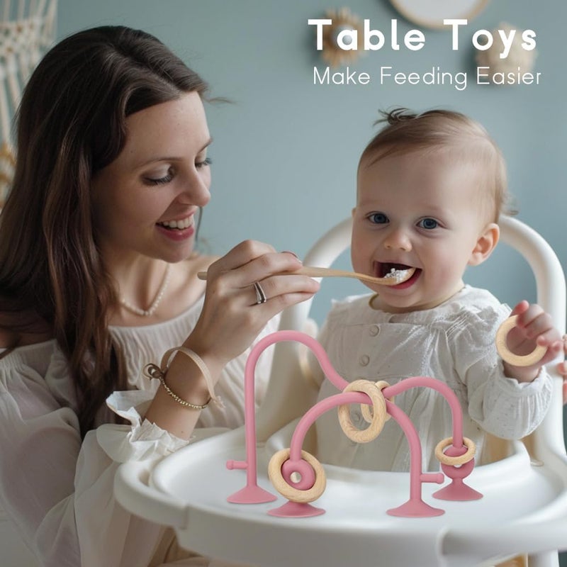 Socub High Chair Toys with Suction Cups for Infant Toddlers 612 18 Months Educational Interactive Table Toys  Silicone Teething Toy  Baby Sensory Chew Toy for Baby Boys Girls Pink - Image 3