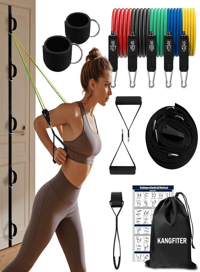 KANGFITER Door Anchor Strap and Resistance Bands for Working Out with Handles, Strength Training Equipment Exercise Bands for Full Body Workout, Non-Slip Multi Point Attachment for Home Gym Fitness - Image 1