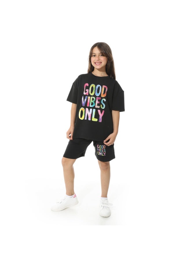 Red Circle Front Printed Pajama Set With Short1437u - Image 2