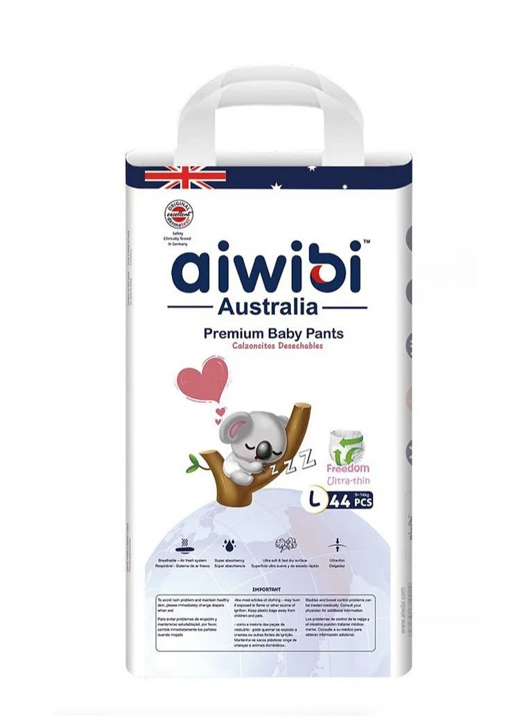 aiwibi حفاضات أطفال أيويبي بريميوم بنمط السروال، كبيرة، مقاس 4 - 44 قطعة - Image 1