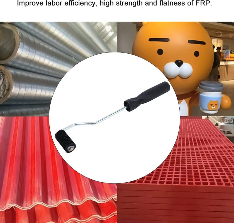 Fiberglass Laminating Roller Aluminum Alloy Roller Tool for Resin Leveling Bubble Removal in FRP Production 25x50mm Size 12 Inch Length - Image 2