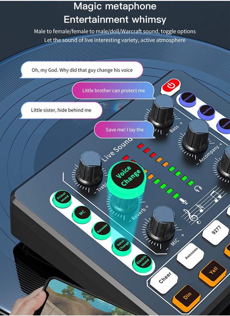 Viden M8 Sound Card Set DSP Chip Twelve Ambient Sounds Four Kinds Of Sound Changes Live Broadcast DJ Mixer Music Recording Guitars TikTok Facebook YouTube USB Bluetooth Black  - Image 3