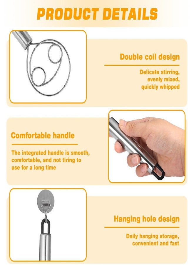 Supvox® Danish Dough Whisk, Pack of 2 Stainless Steel Wire Mixing Beater Dough Mixer Tools, Open Triplet Loop Design, Non-Sticking Kitchen Mixer for Dough, Ingredient & More - Image 3